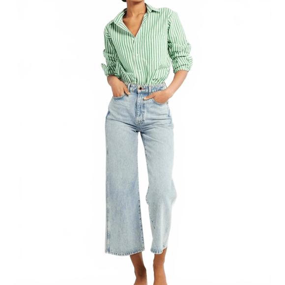 NEW MILLE sofia button down top in kelly stripe - Picture 3 of 5